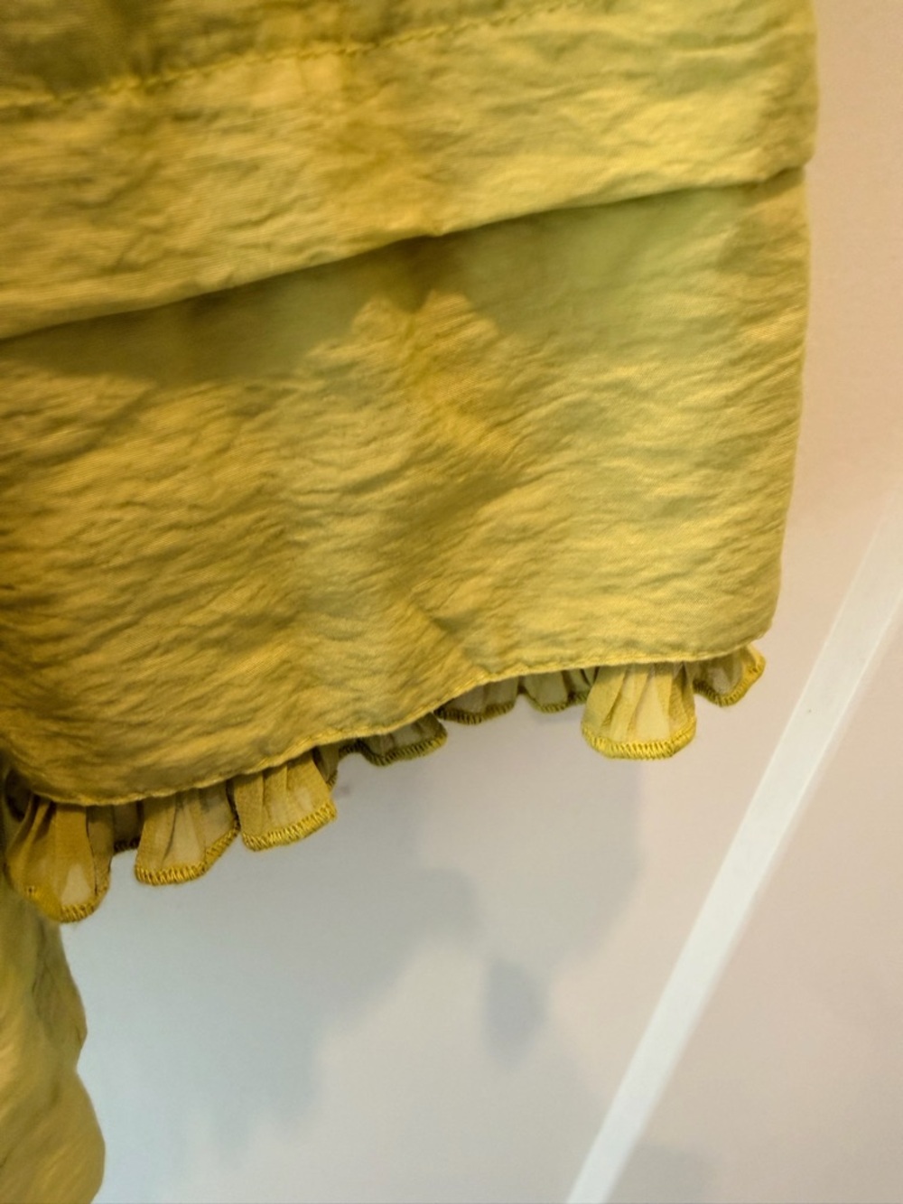 Ruffle Front Blazer Jacket Women Medium Lime Green Statement Cropped Dressy - Picture 5 of 9